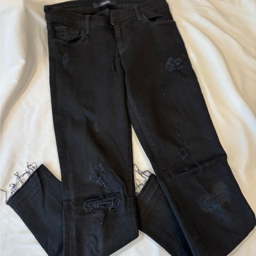 J Brand Black Distressed Skinny Jeans